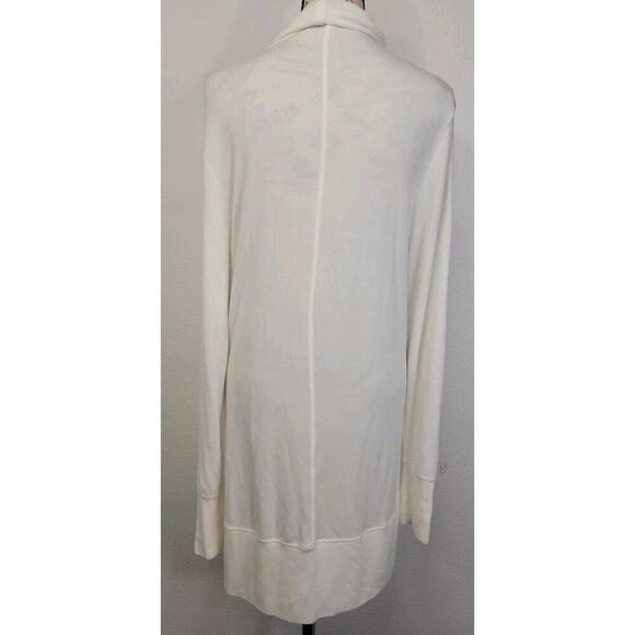 Athleta Wrap Cardigan Womens MT Tall Pockets Soft Long White Thumbholes Pockets - Picture 7 of 11